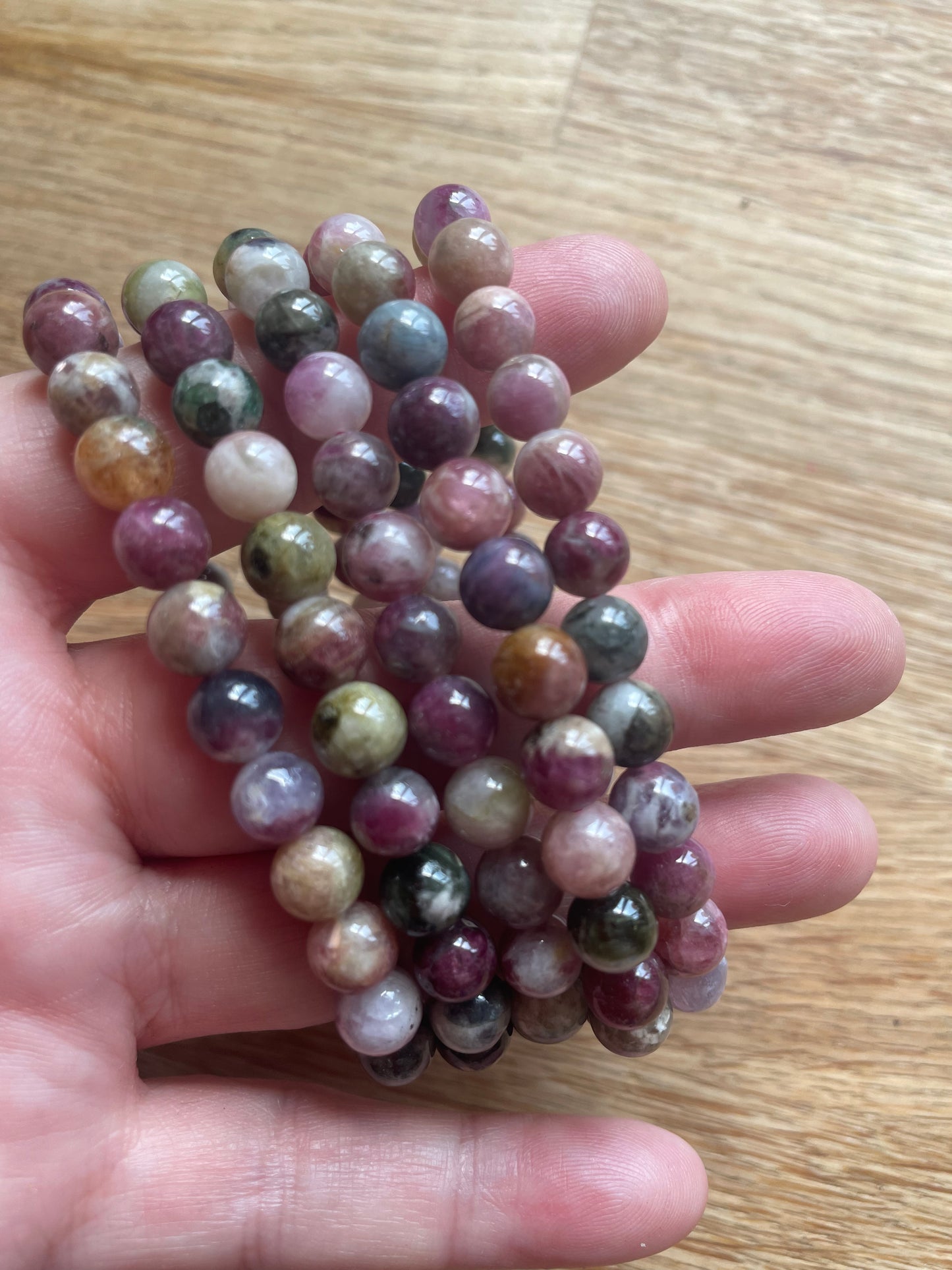Watermelon tourmaline 5-6 mm bead bracelet
