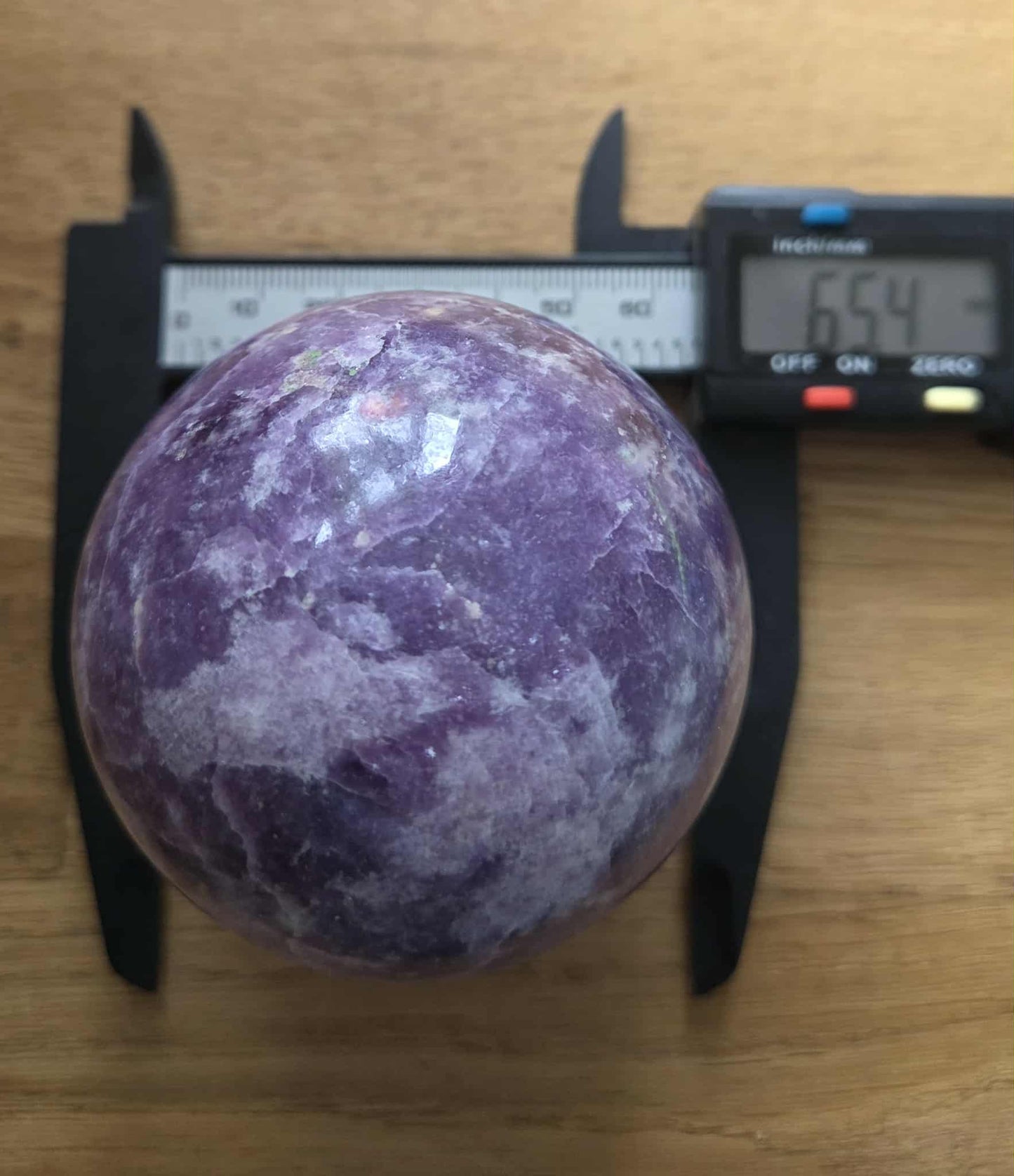Lepidolite sphere, 6.54cm