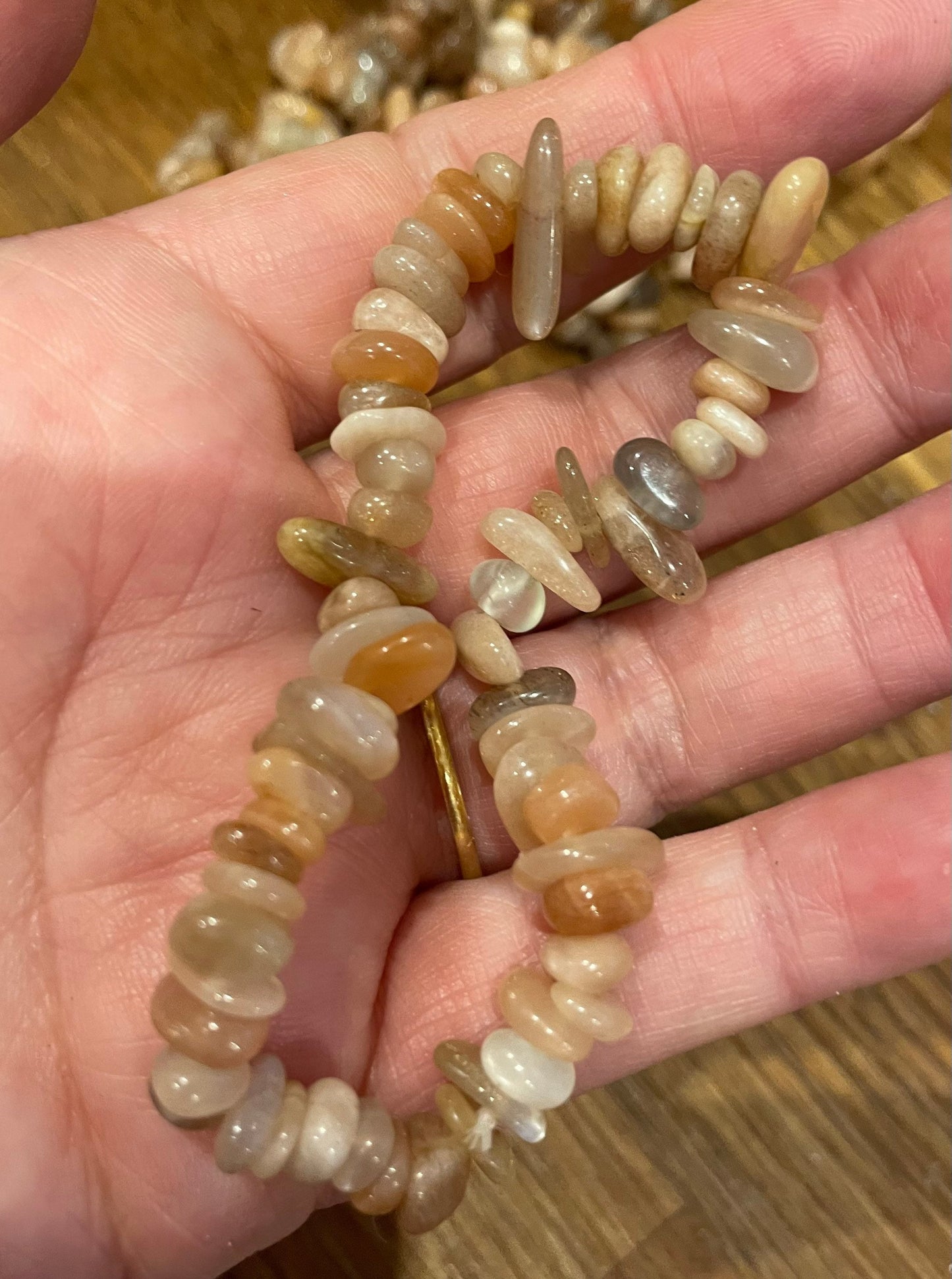 Peach moonstone chip bracelet
