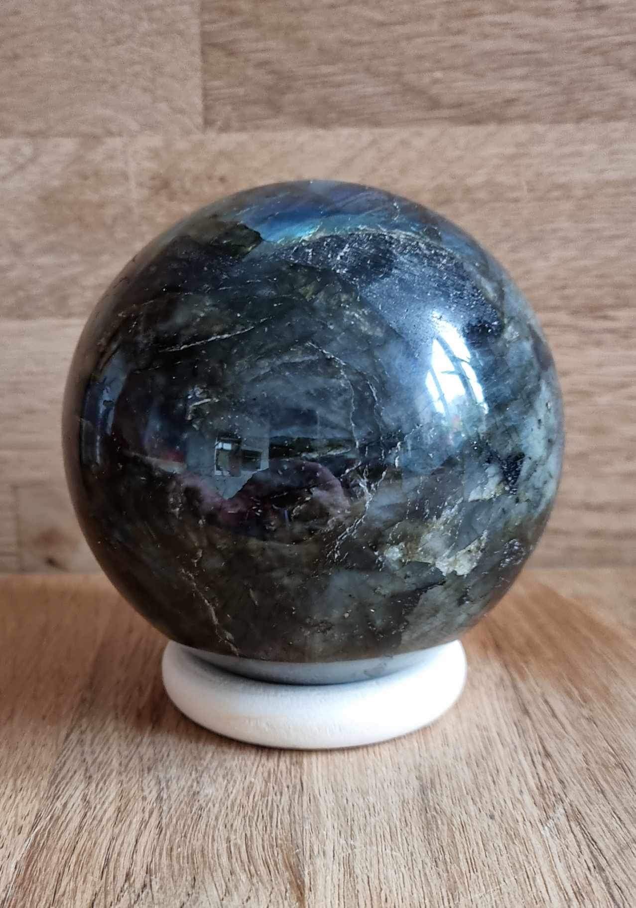 Labradorite sphere, 8.62 cm