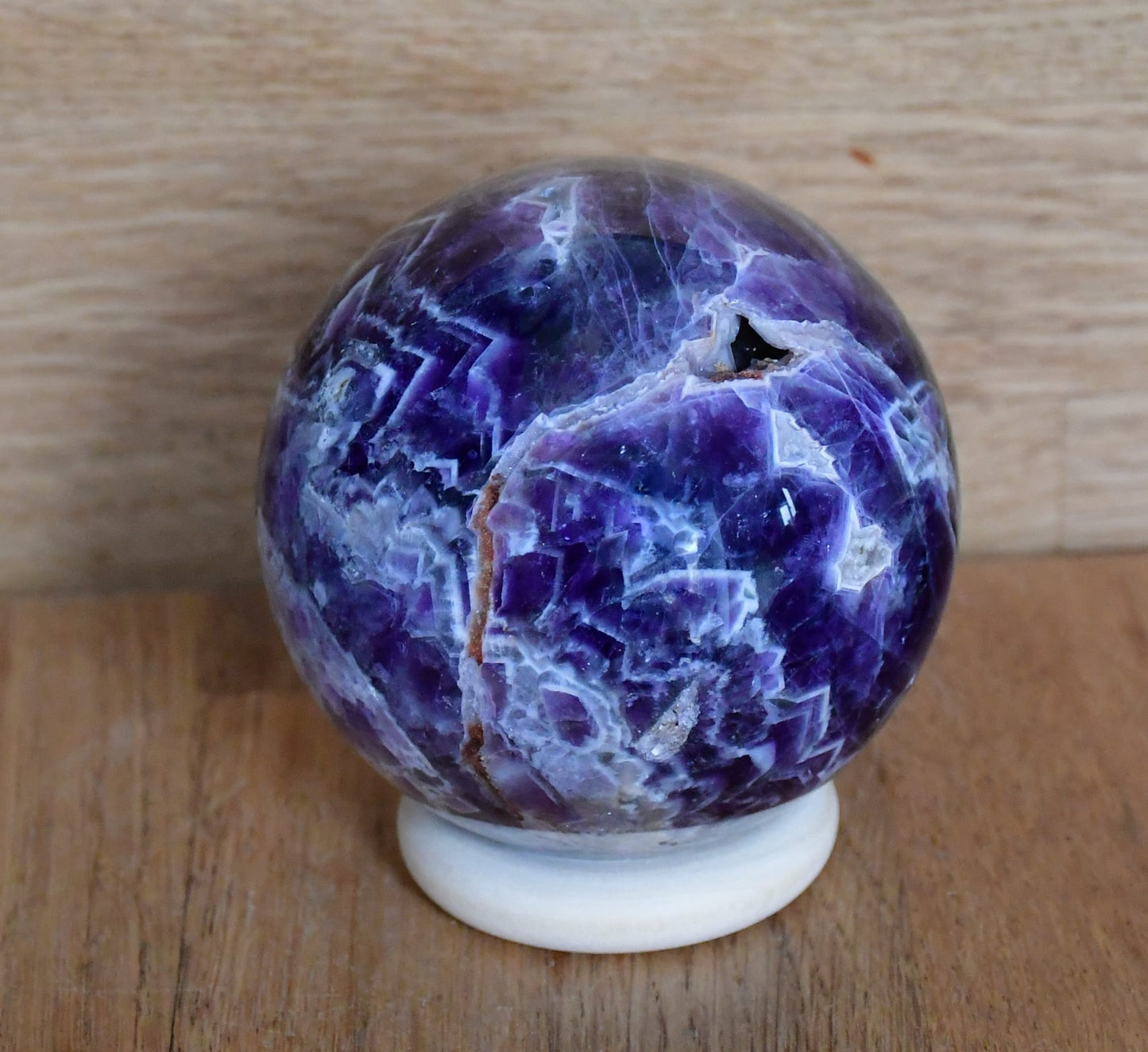 Chevron amethyst sphere, 7.74cm