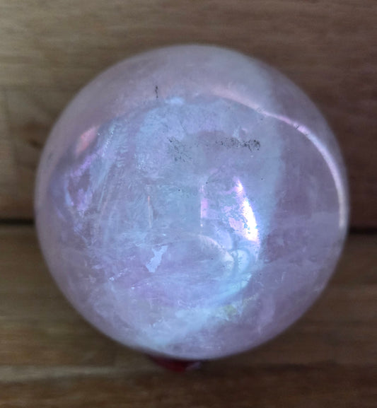 Aura Rose Quartz sphere, 7.81cm