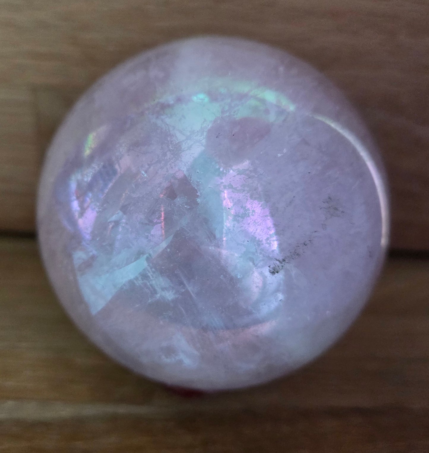 Aura Rose Quartz sphere, 7.81cm