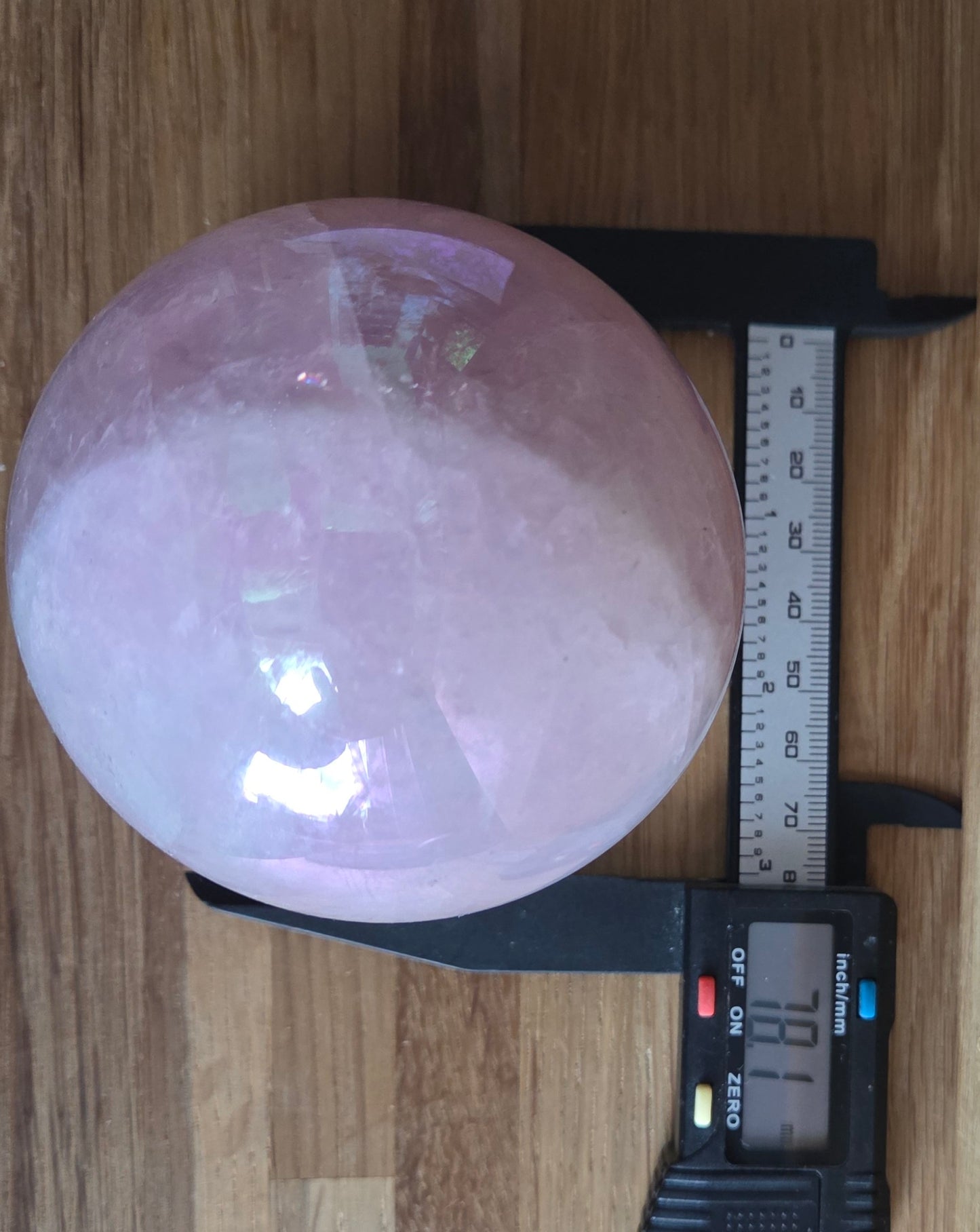 Aura Rose Quartz sphere, 7.81cm