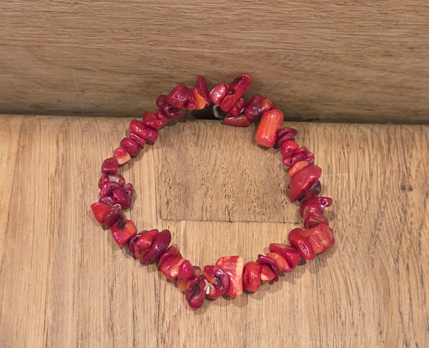 Coral chip bracelet