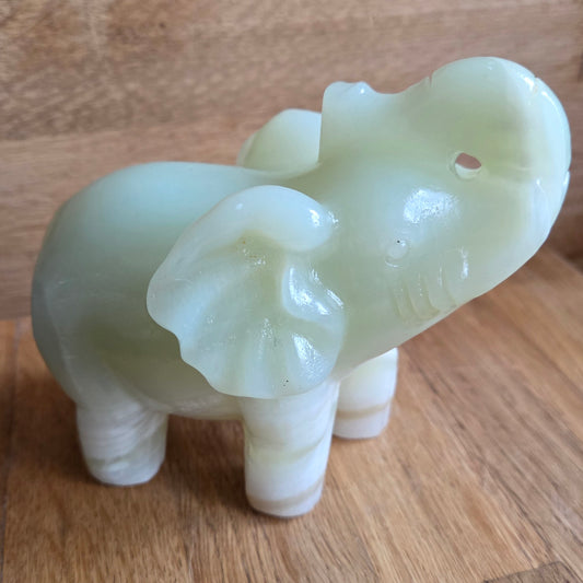 Green Onyx Elephant carving