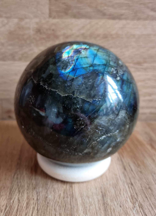 Labradorite sphere, 8.62 cm