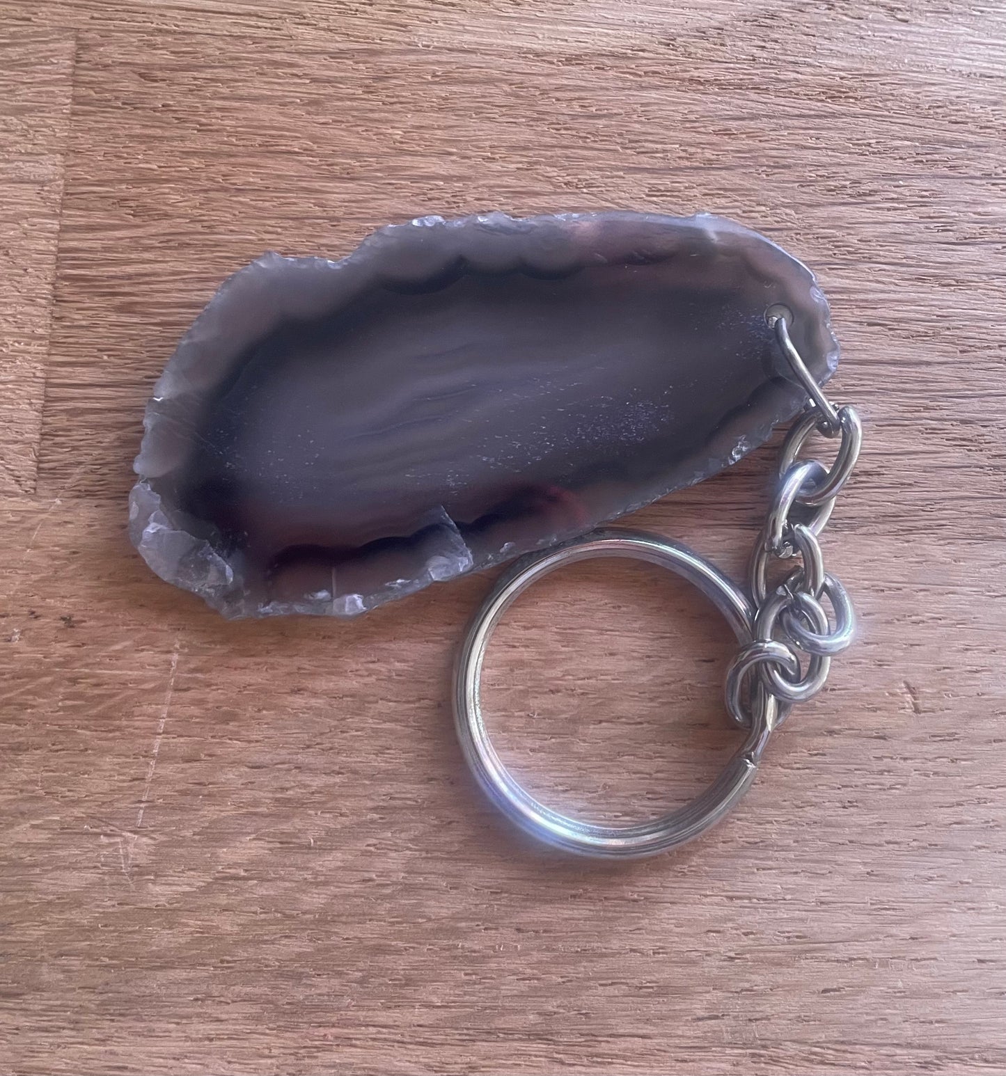 Agate slice keyring