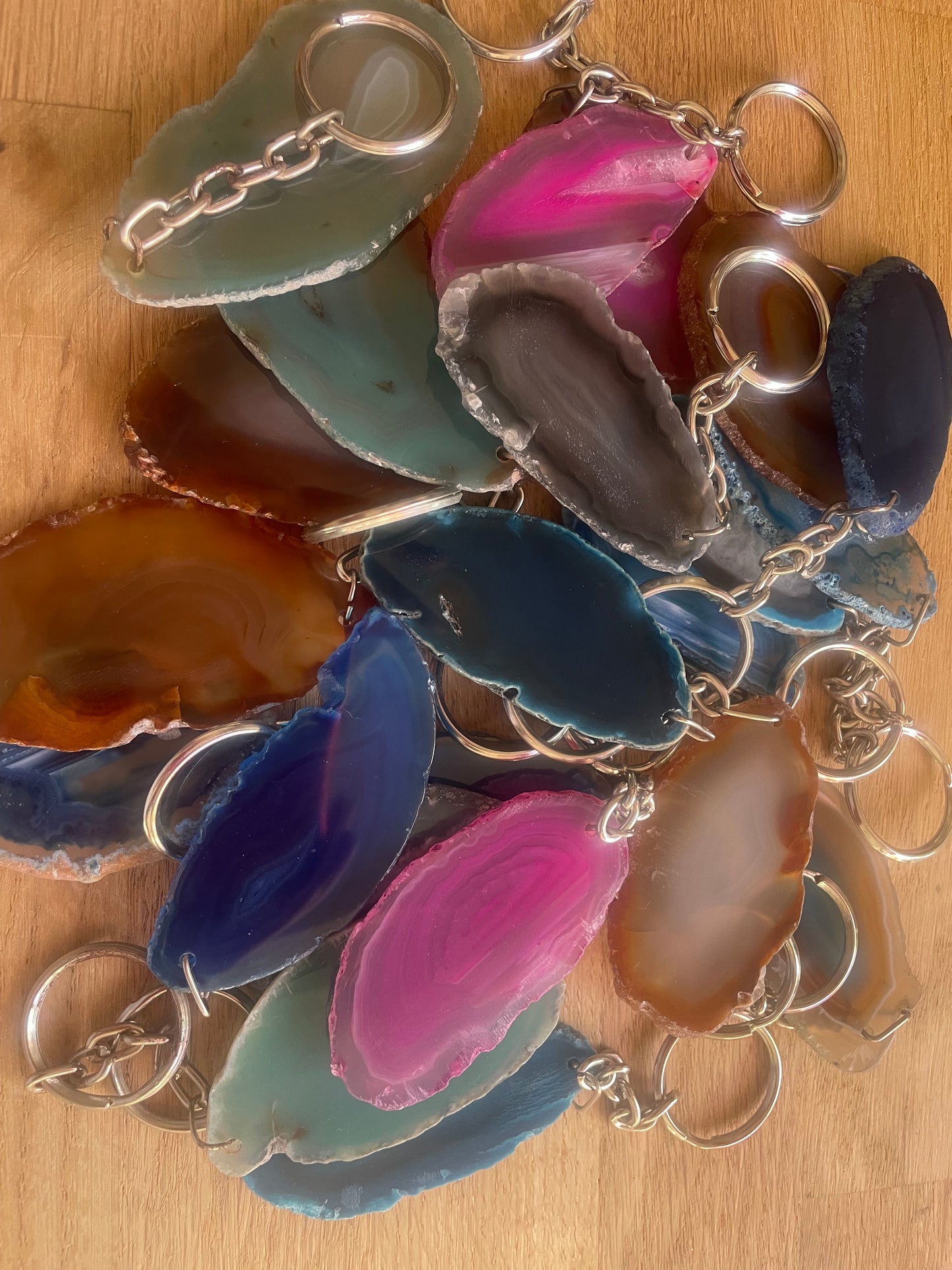 Agate slice keyring