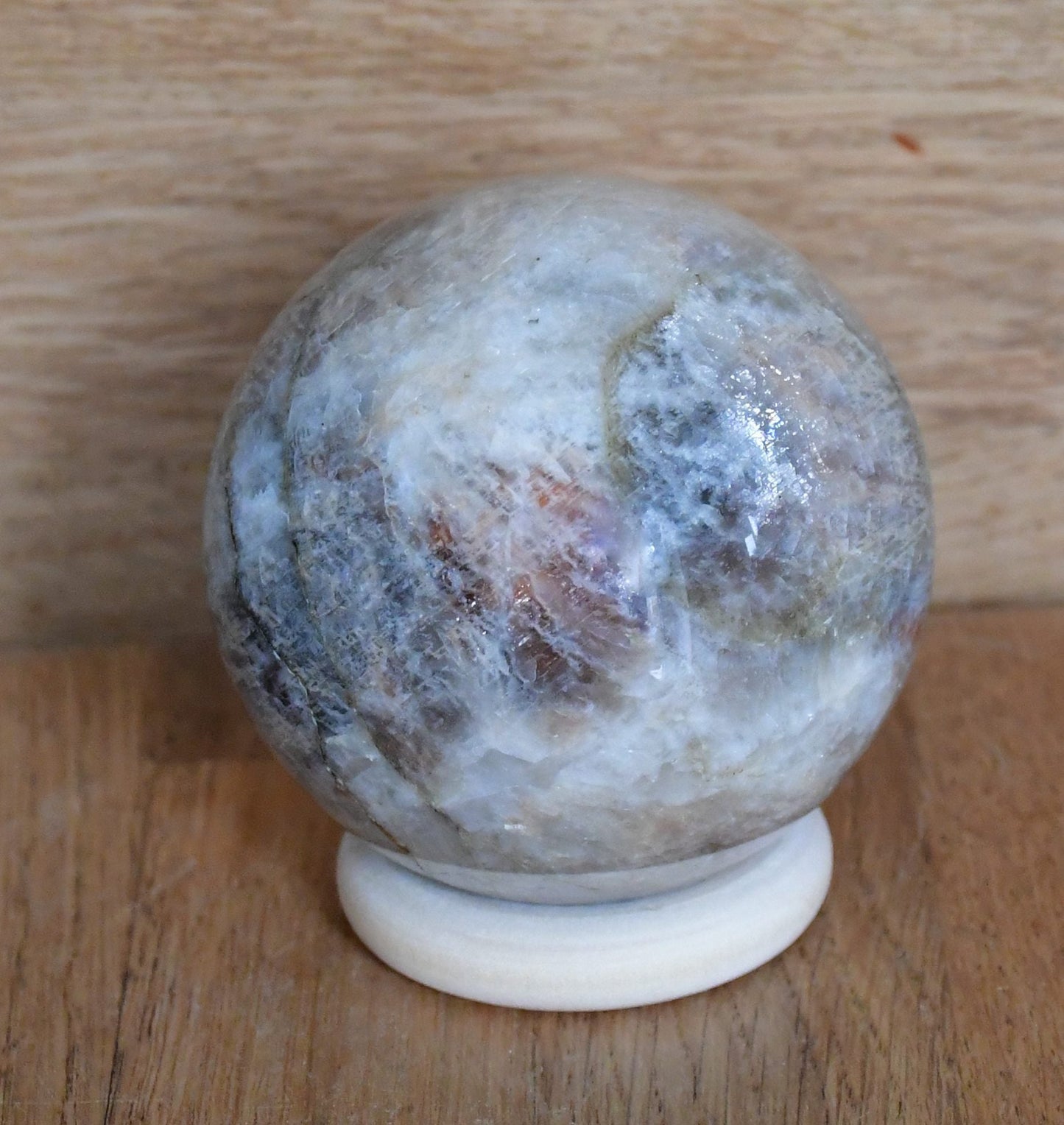 Moonstone sphere, 7.13cm