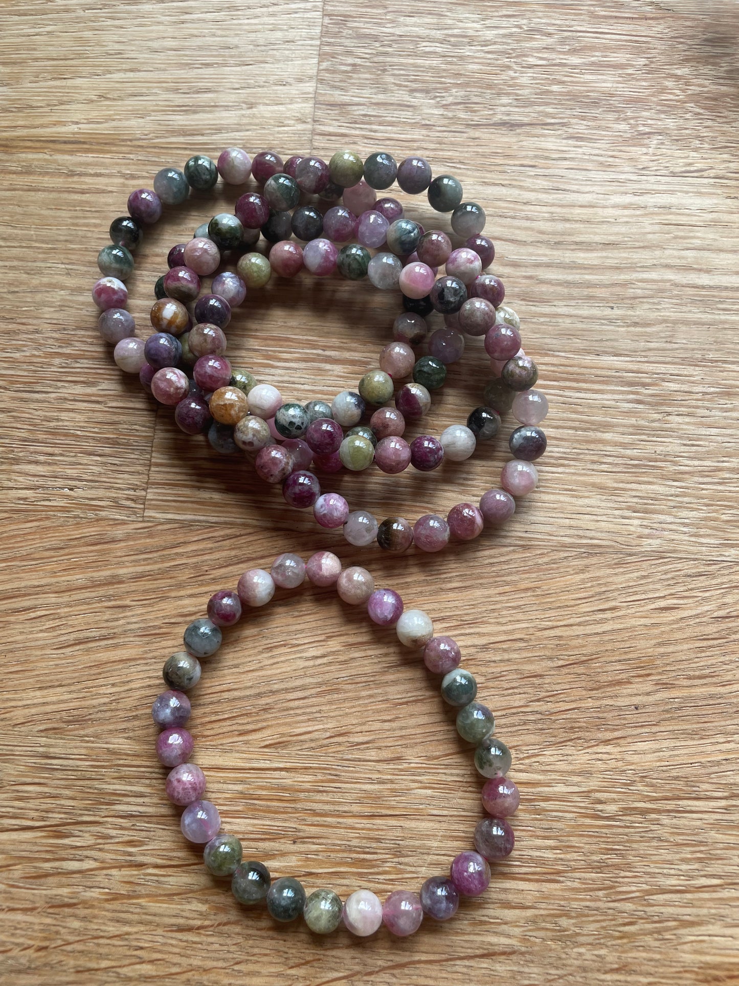 Watermelon tourmaline 6-7mm bead bracelet