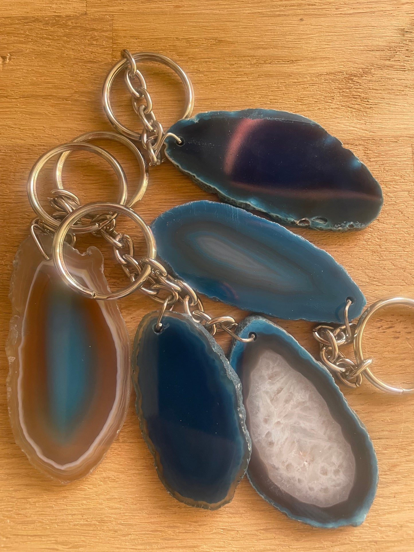 Agate slice keyring