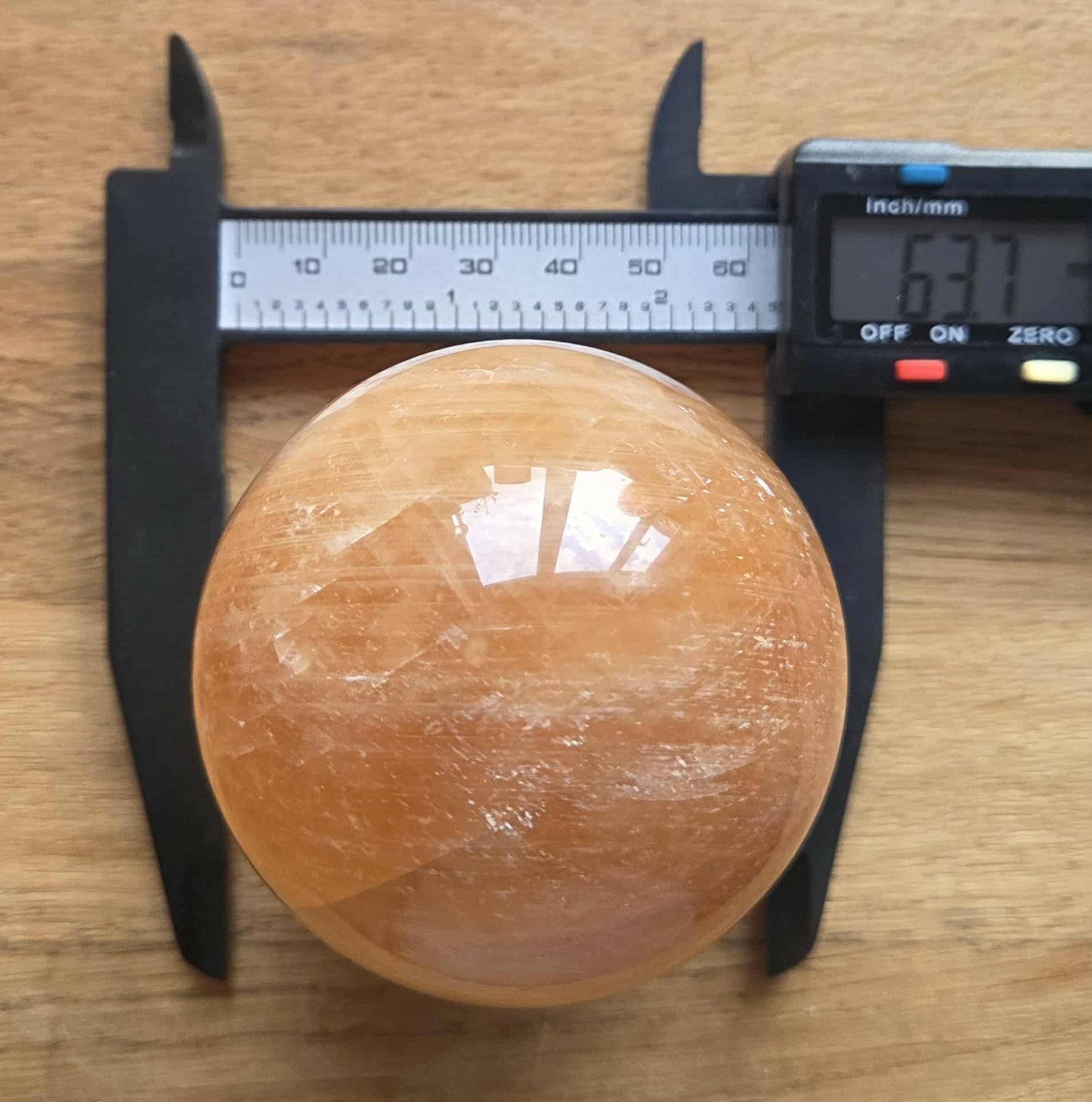Honey calcite sphere, 6.37cm
