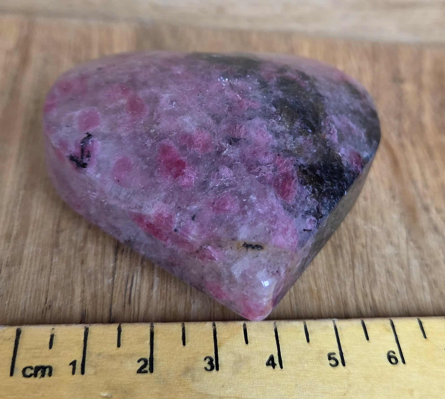 Pink and black tourmaline in quartz heart, 6 cm