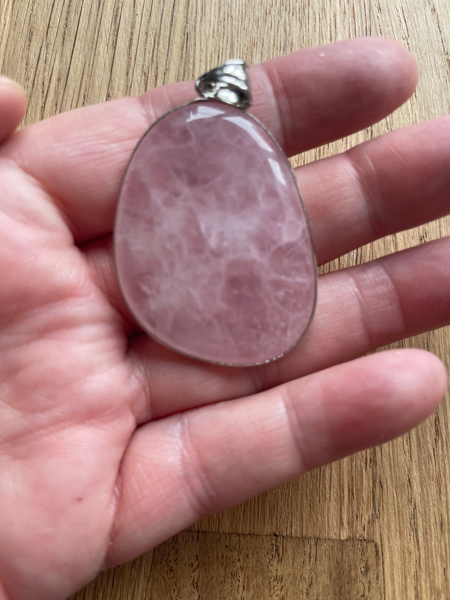 Rose quartz cabochon pendant