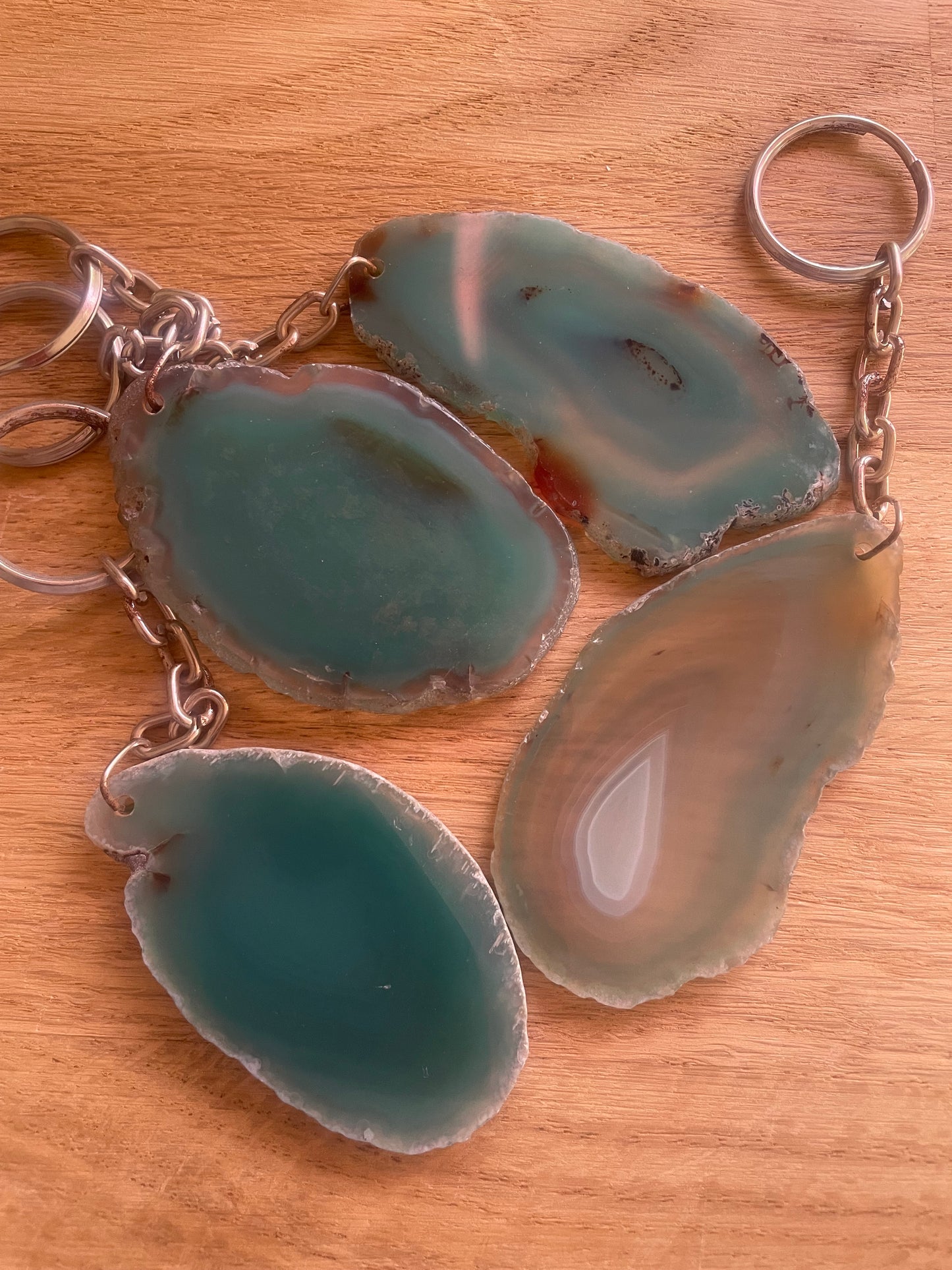 Agate slice keyring