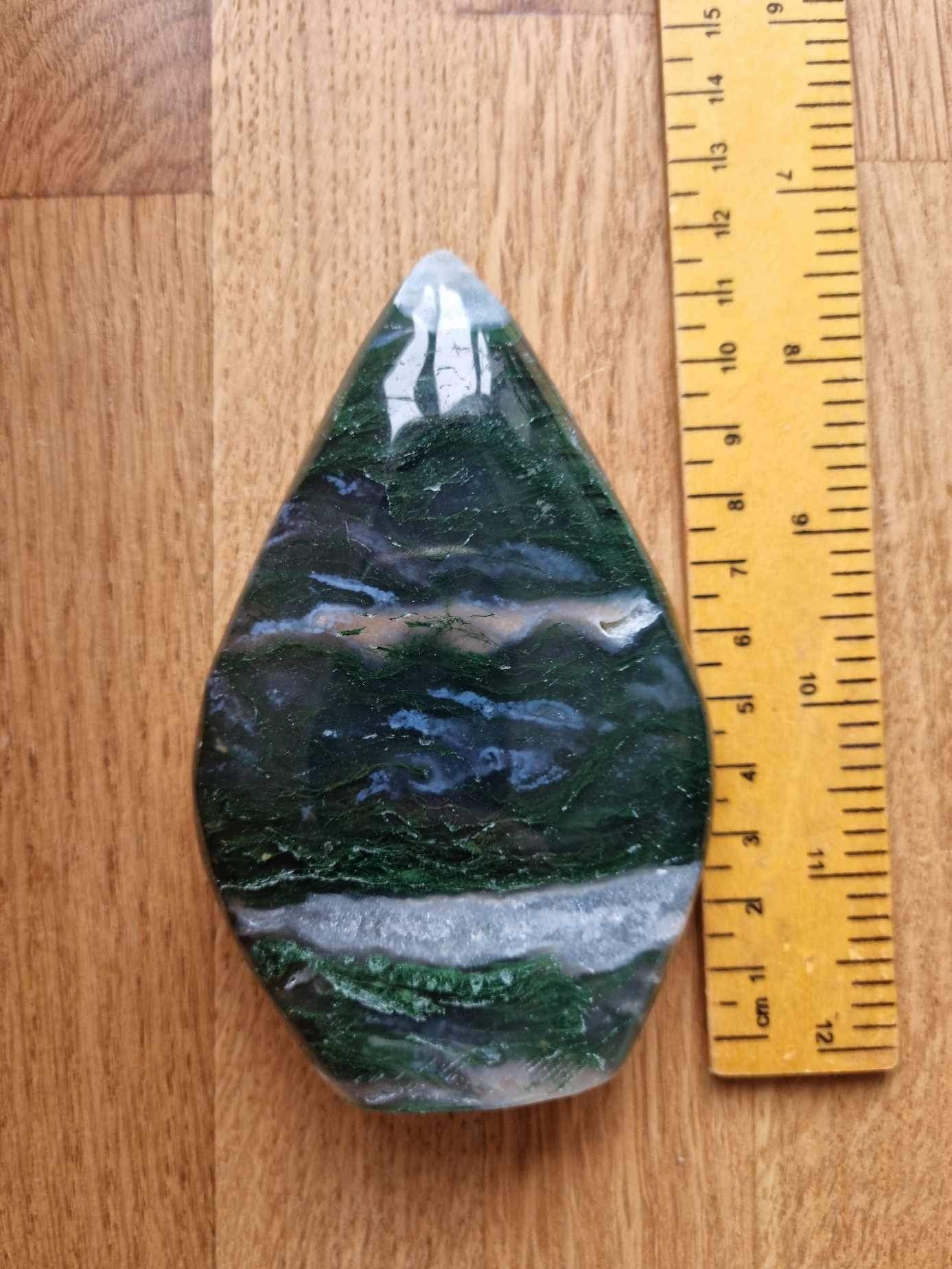 Moss agate tear drop