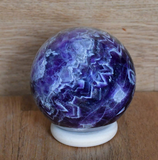 Chevron amethyst sphere, 7.74cm