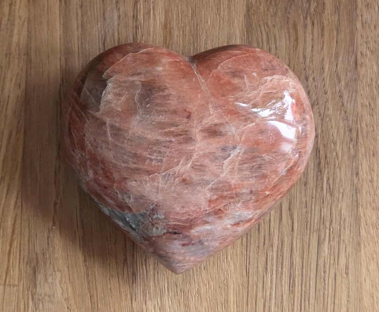 Peach moonstone heart