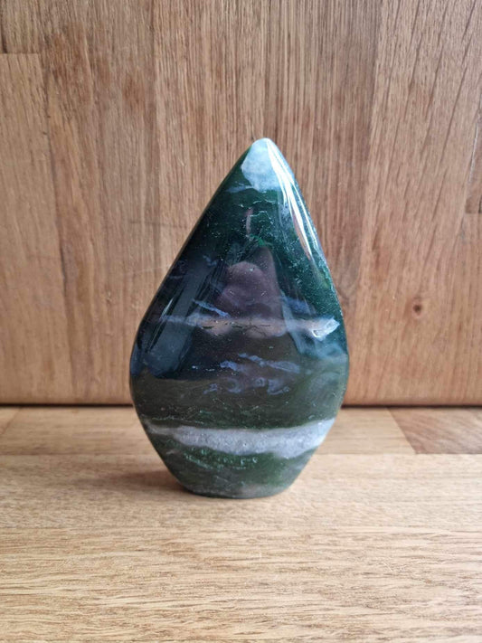 Moss agate tear drop