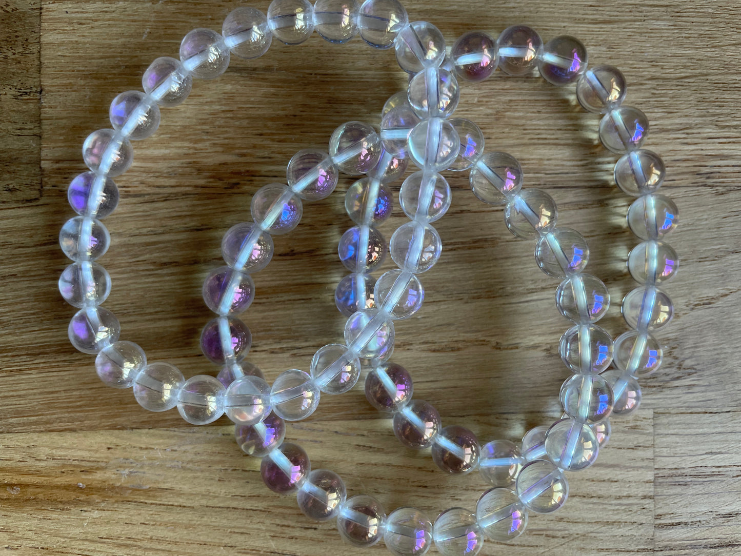 Aura quartz 8mm bead bracelet