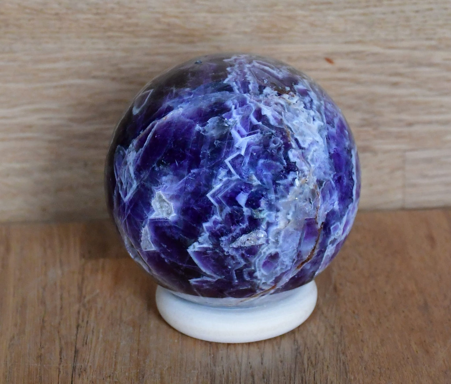 Chevron amethyst sphere, 7.74cm
