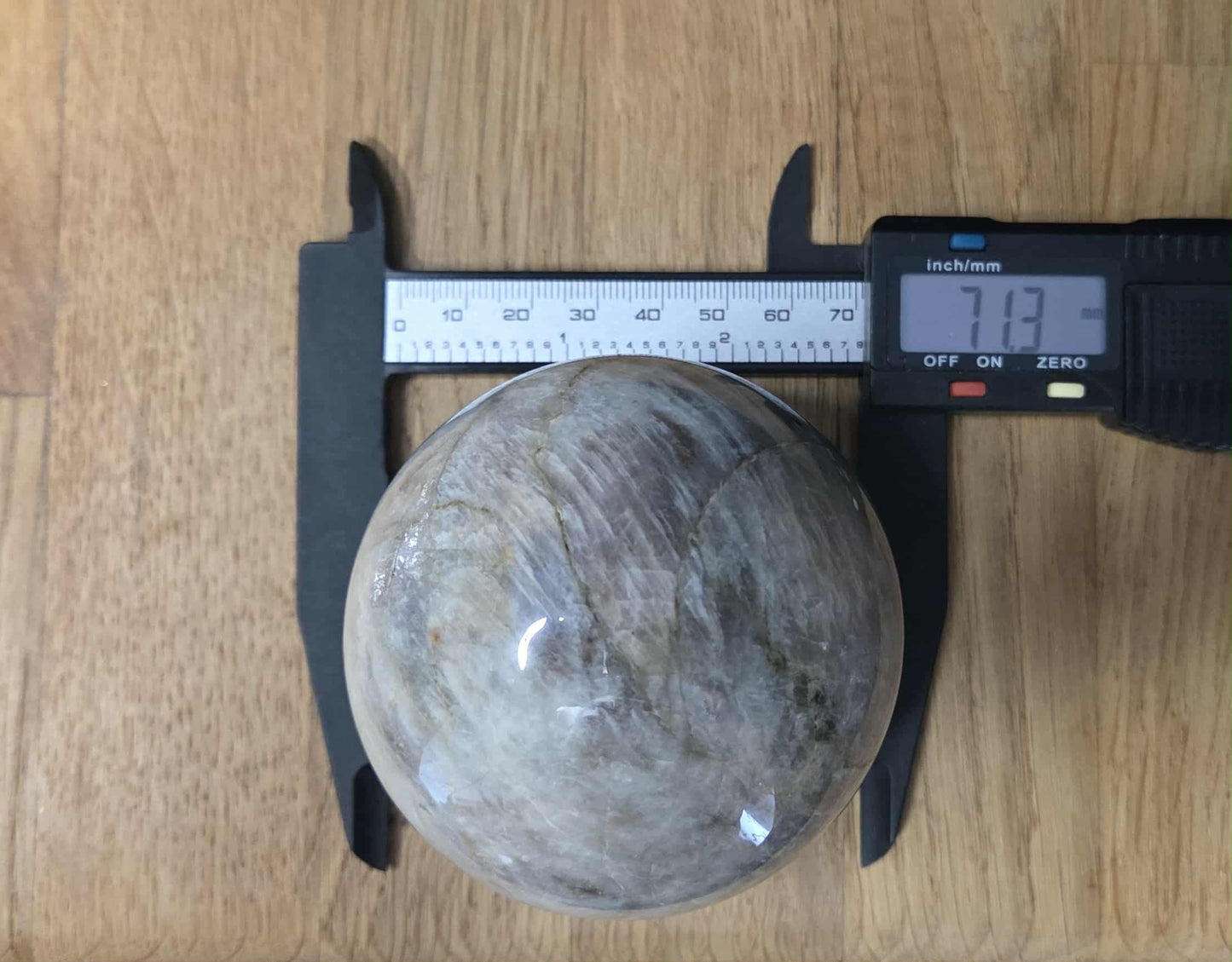 Moonstone sphere, 7.13cm