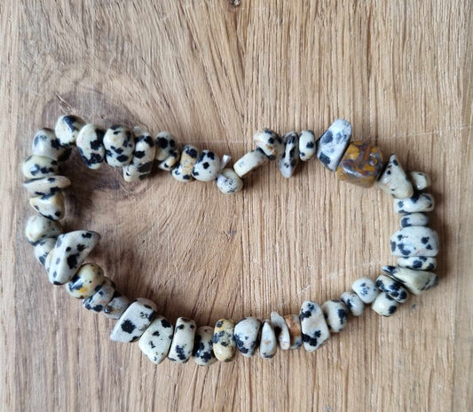 Dalmatian jasper chip bracelet