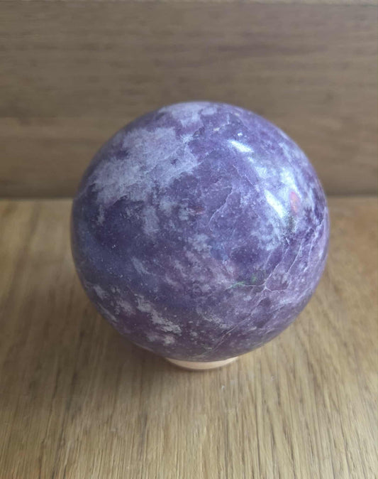 Lepidolite sphere, 6.54cm