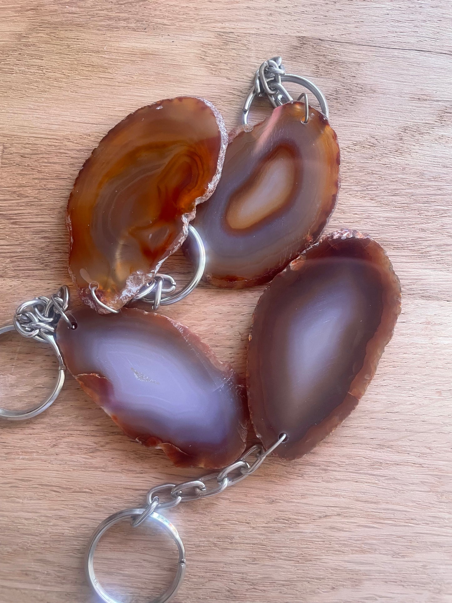 Agate slice keyring