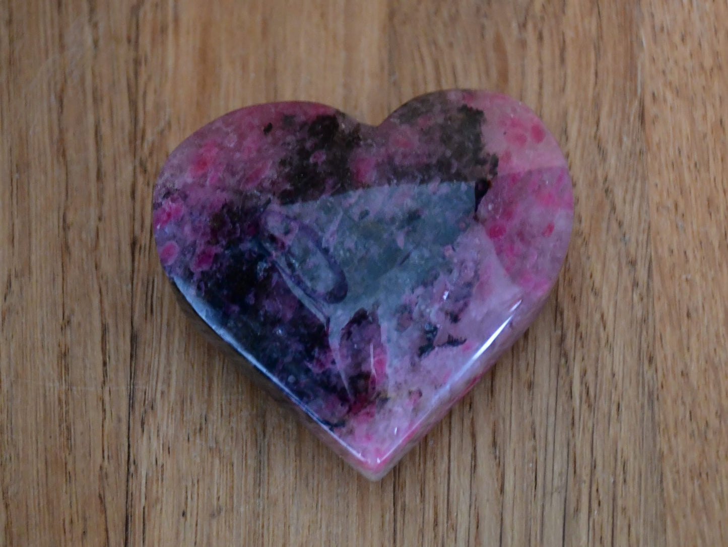 Pink and black tourmaline in quartz heart, 6 cm