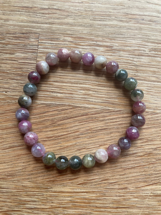 Watermelon tourmaline 6-7mm bead bracelet