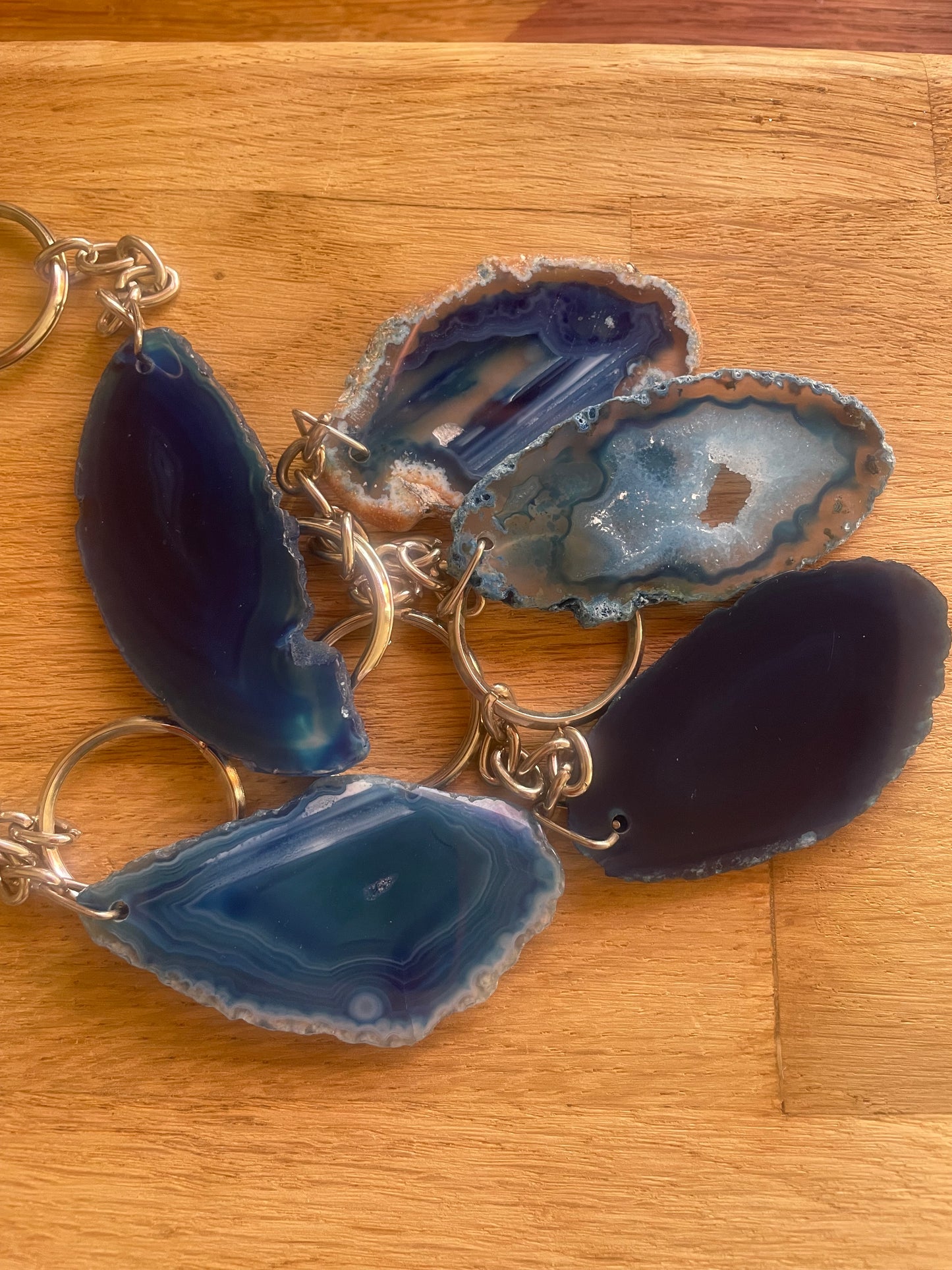 Agate slice keyring