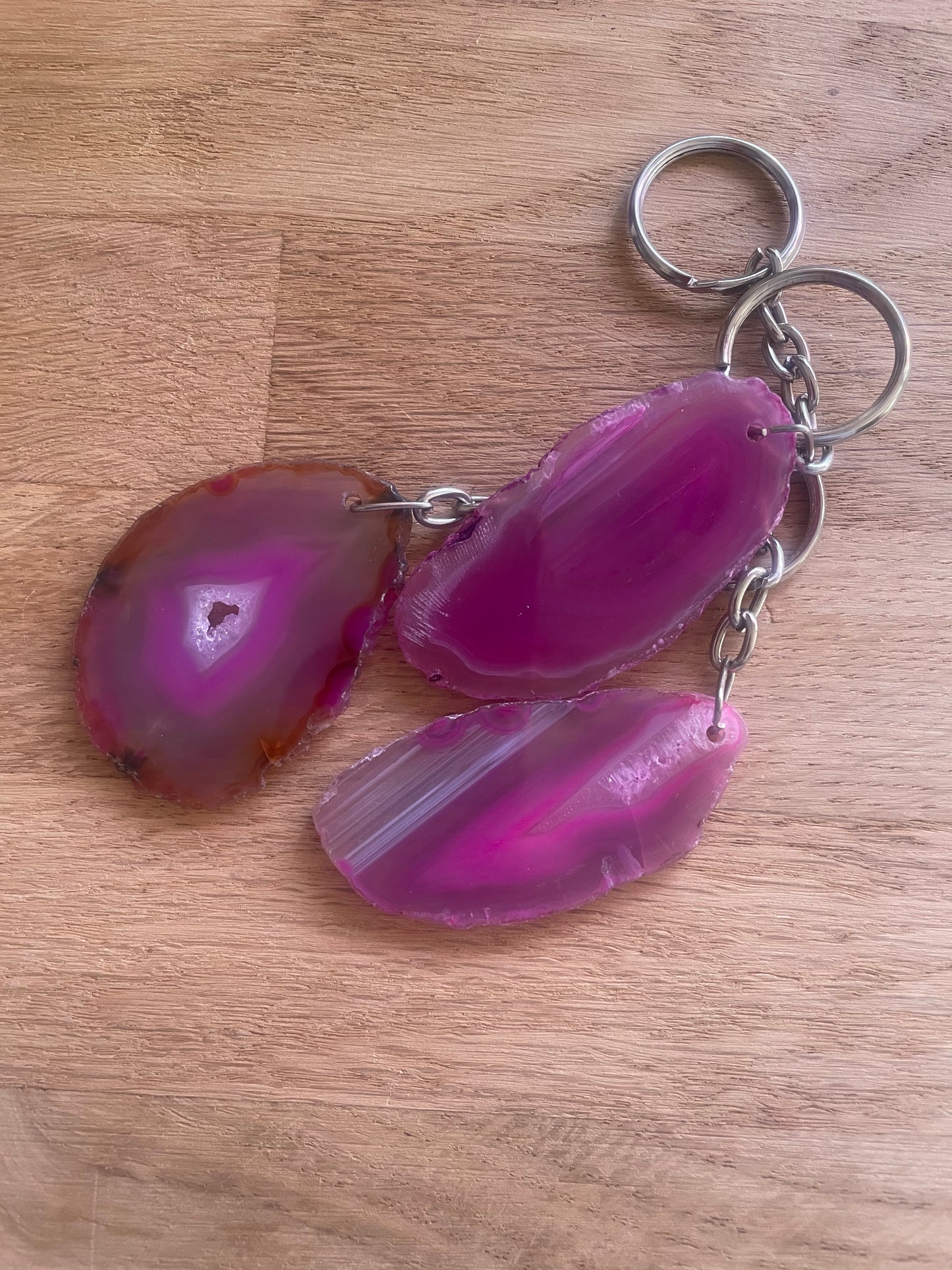 Agate slice keyring