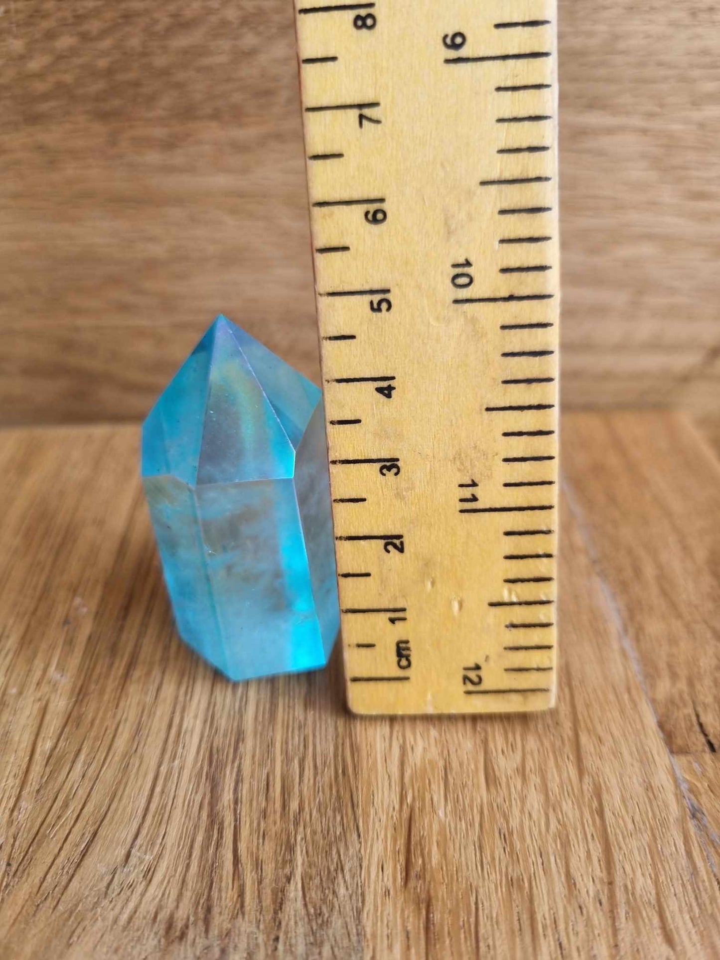 Blue aura quartz point