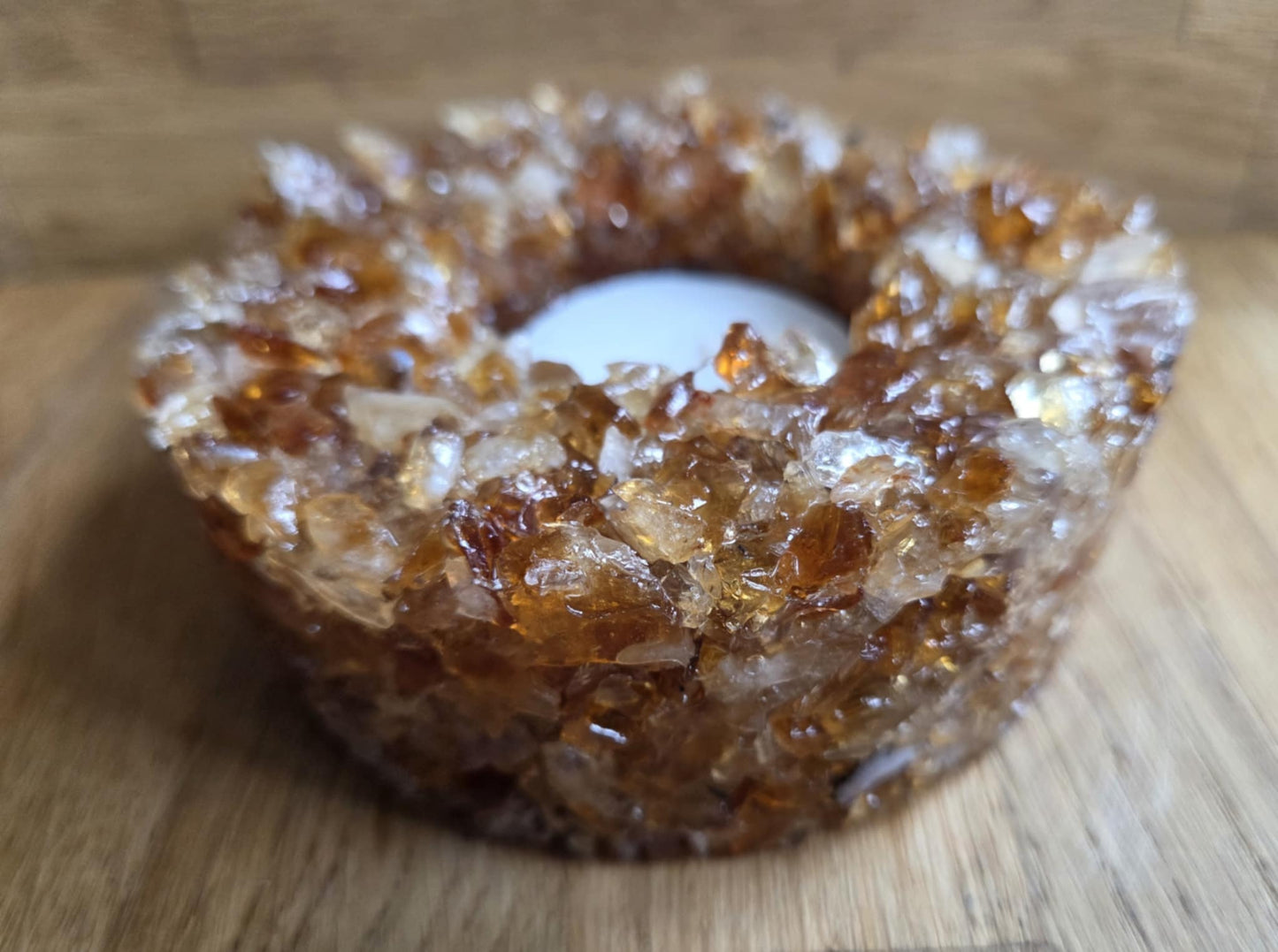 Gemstone chip tea light holder