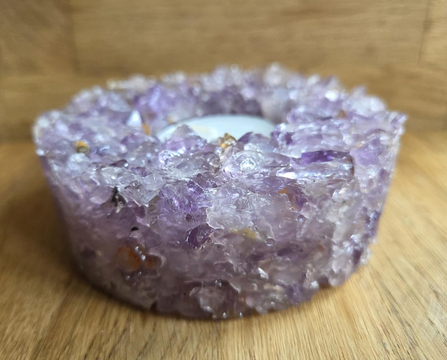 Gemstone chip tea light holder