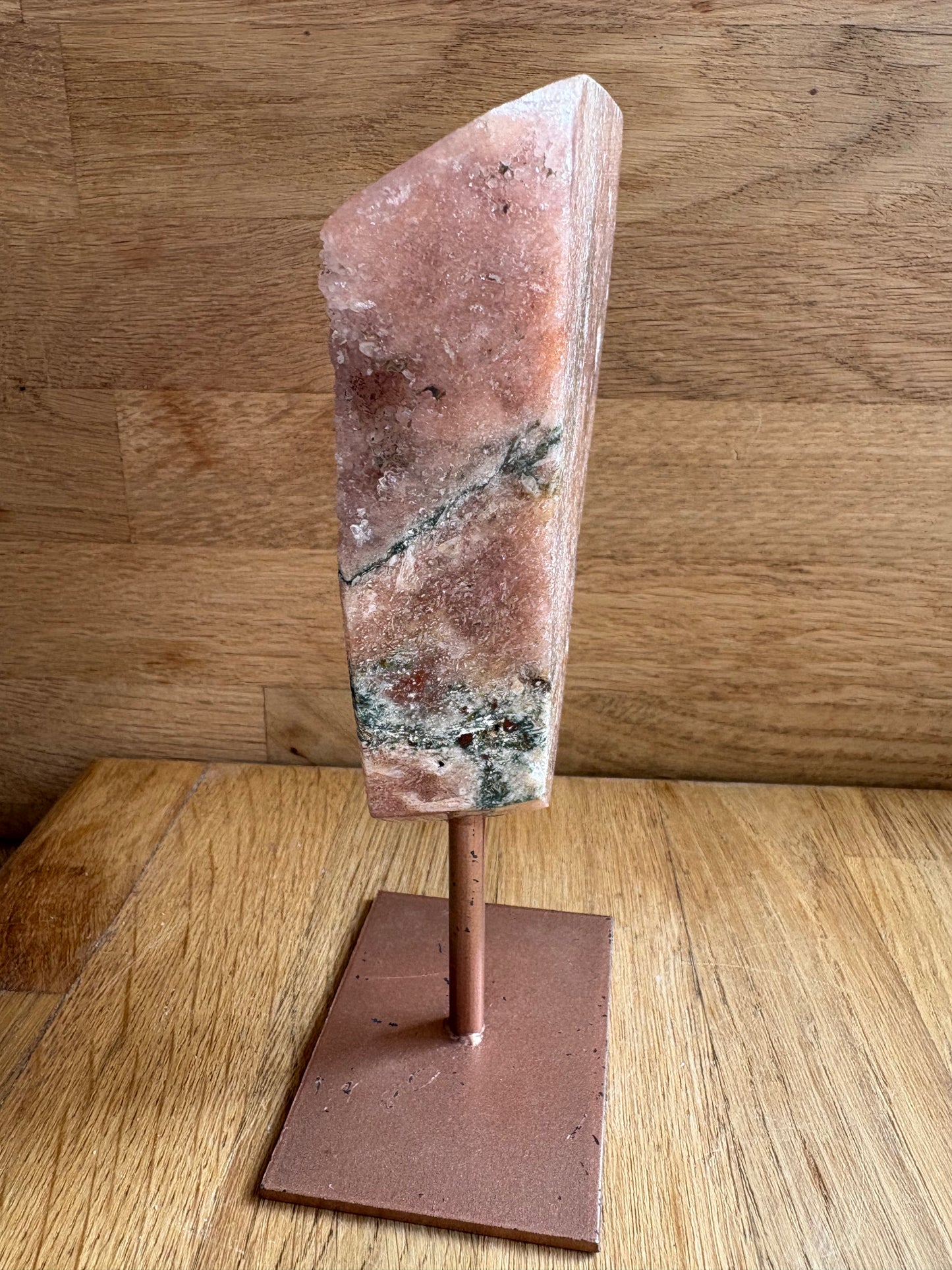 Pink amethyst on stand