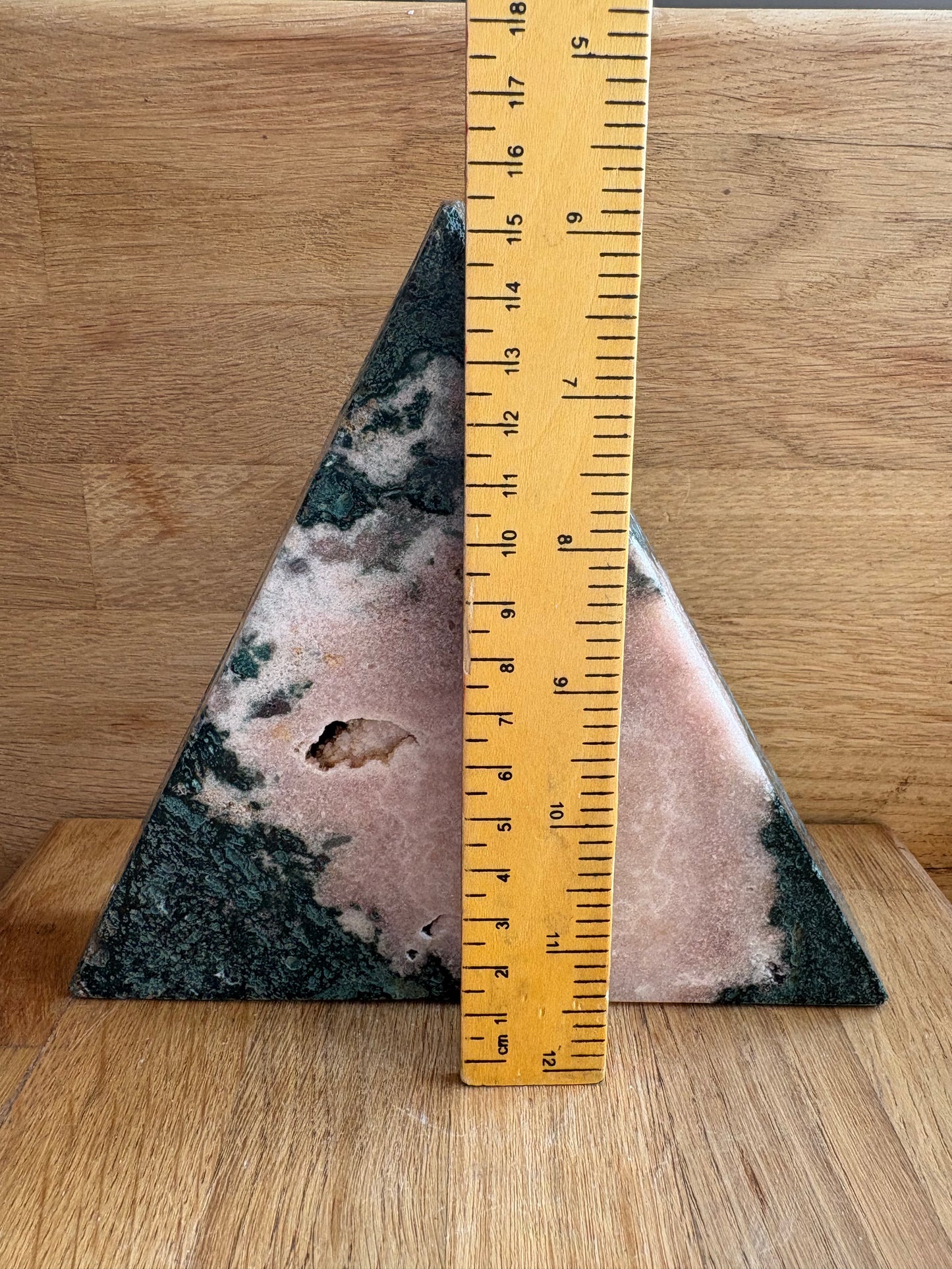 Pink amethyst & moss agate triangle