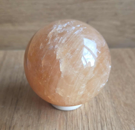 Honey calcite sphere, 6.37cm