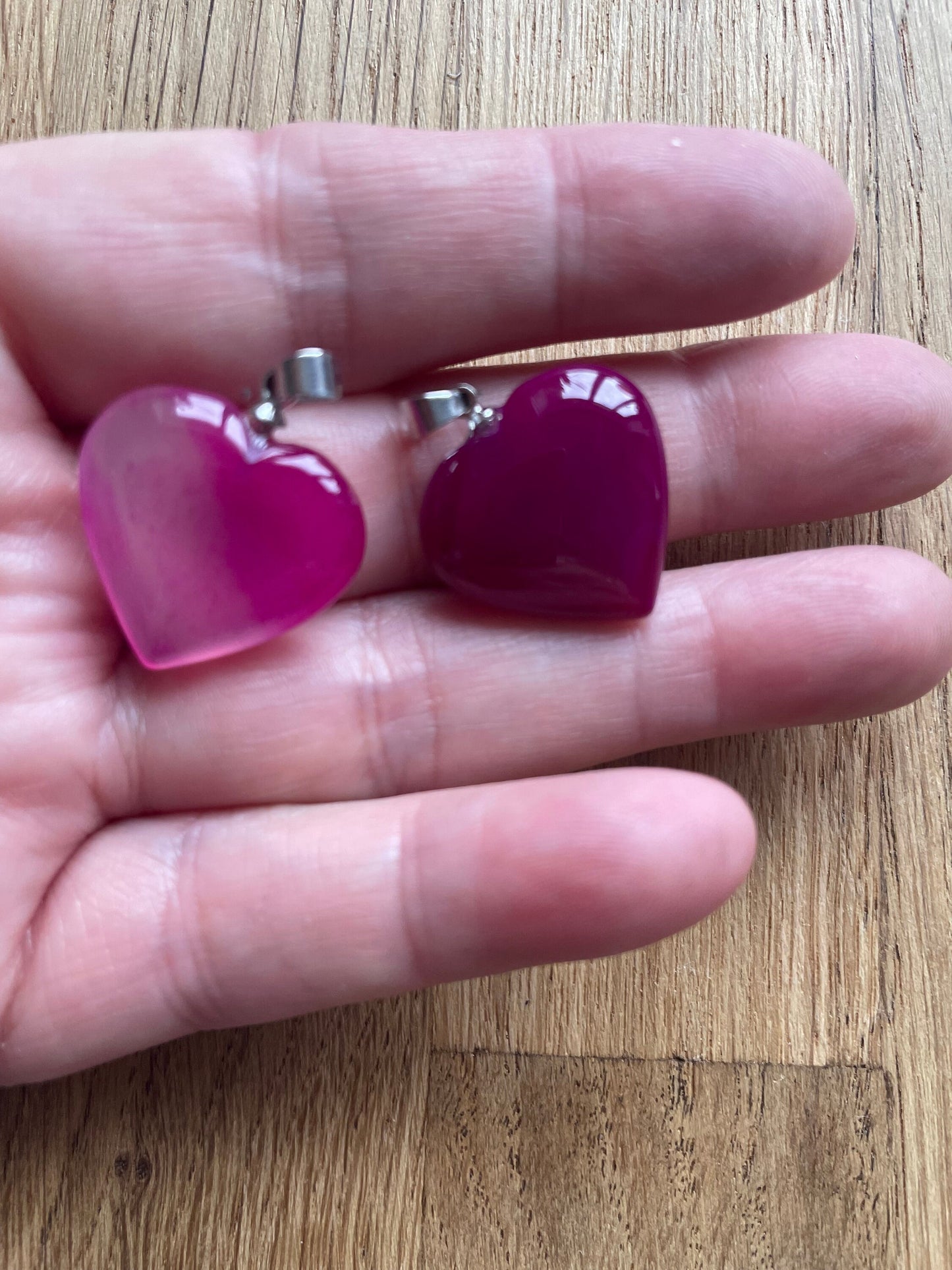 Pink agate heart pendant