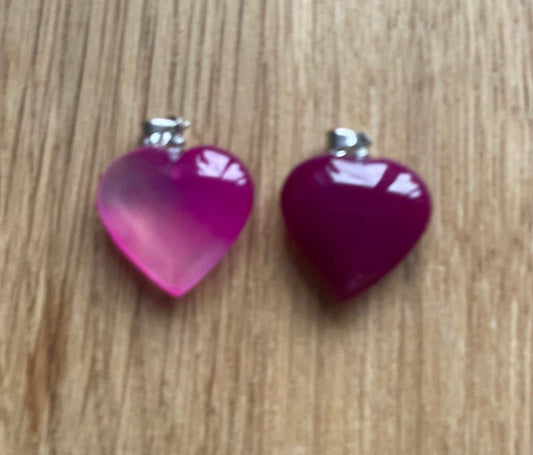 Pink agate heart pendant