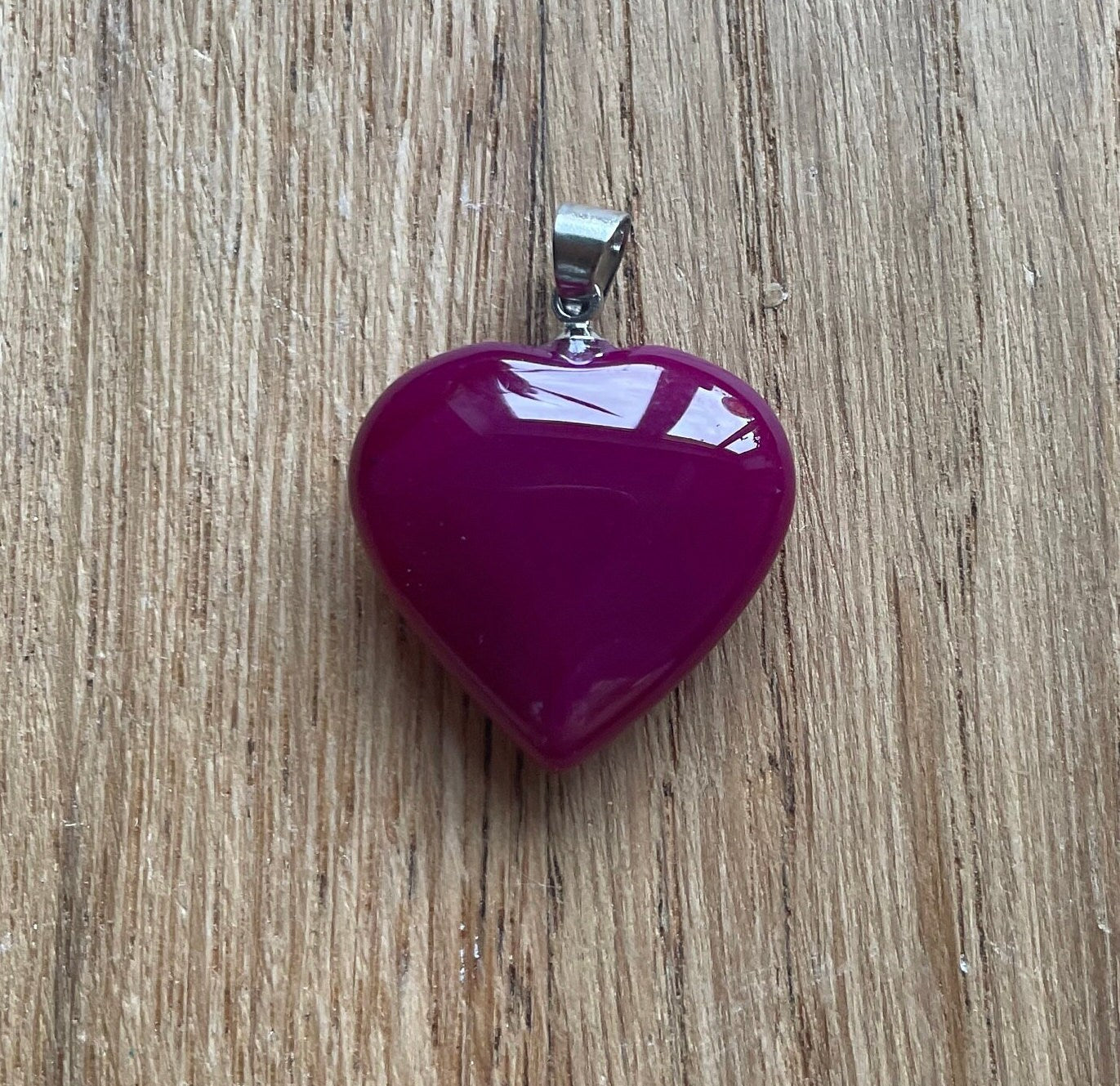 Pink agate heart pendant