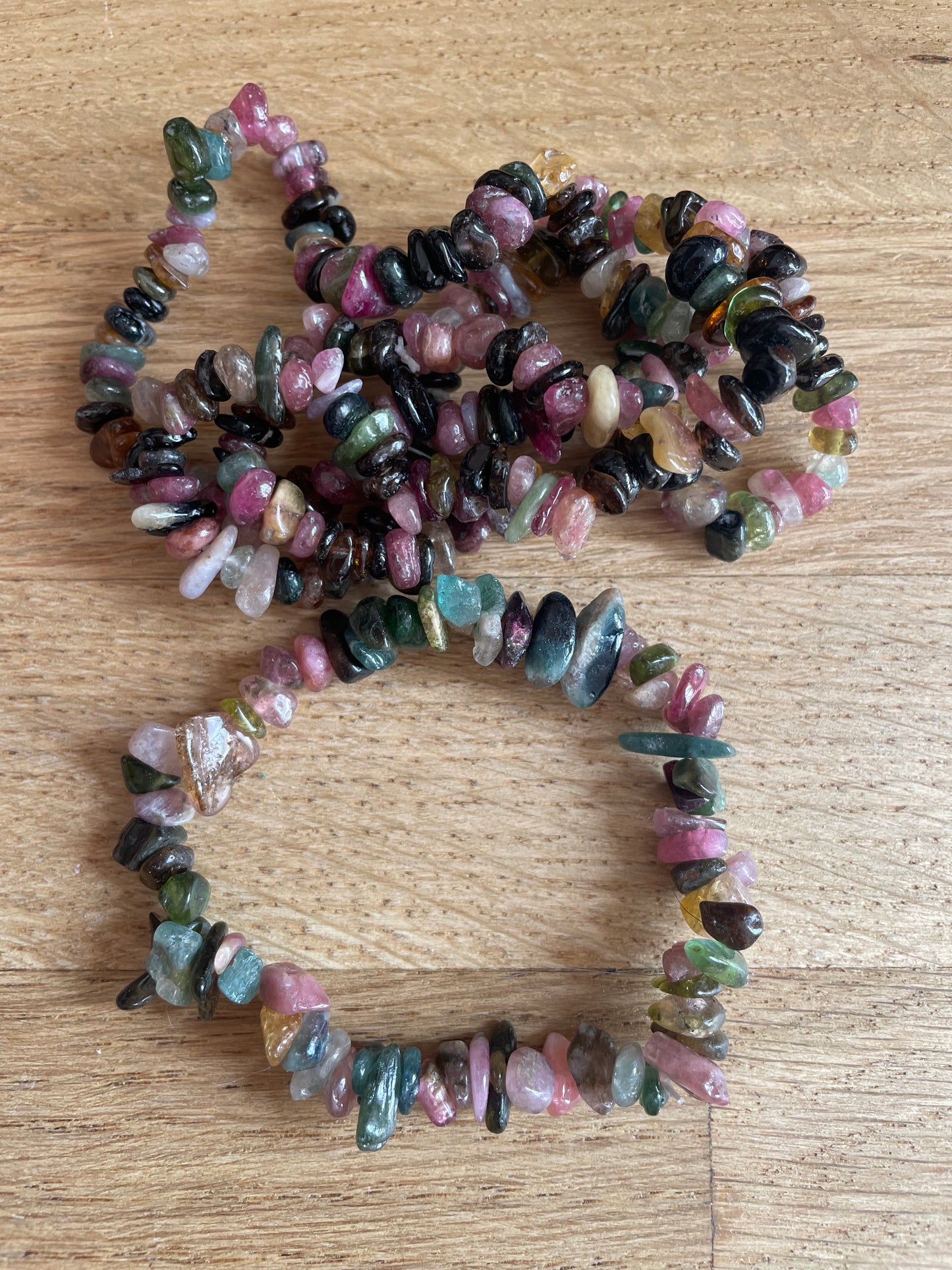 Watermelon tourmaline chip bracelet