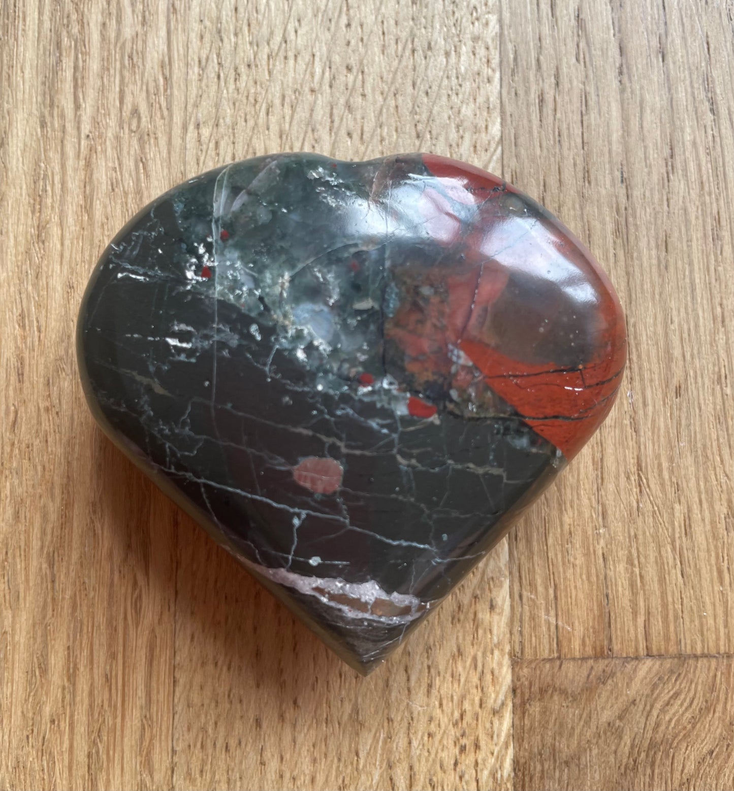 Bloodstone heart, 5.63cm x 5.93cm wide