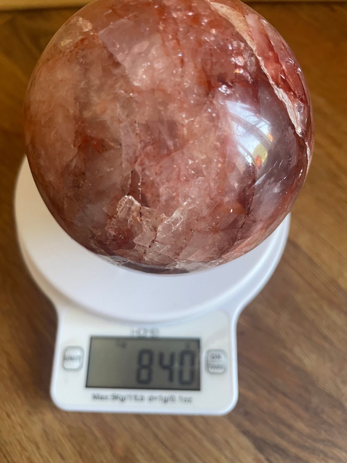 Hematoid (fire) quartz sphere, 8.45cm - was £59.50, now £48