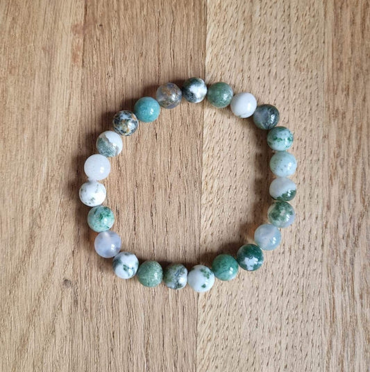 Moss agate 8mm beaded bracelet