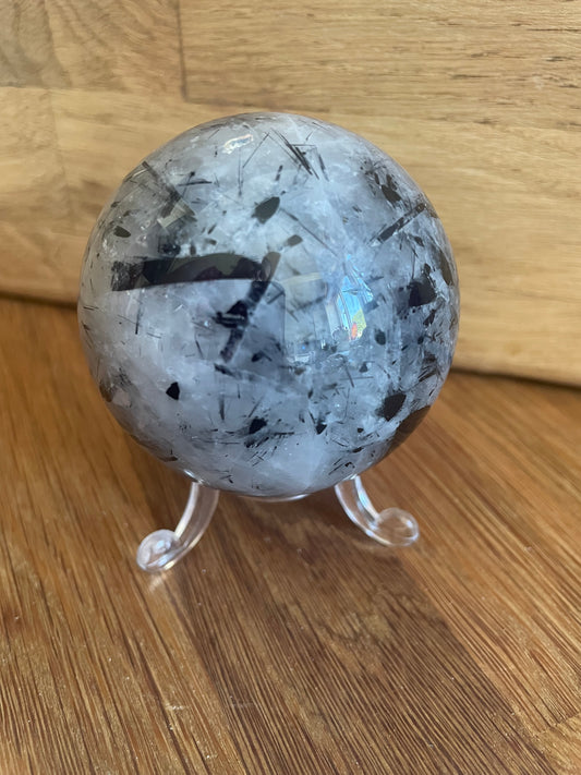 Tourmaline in quartz sphere, 6.45cm