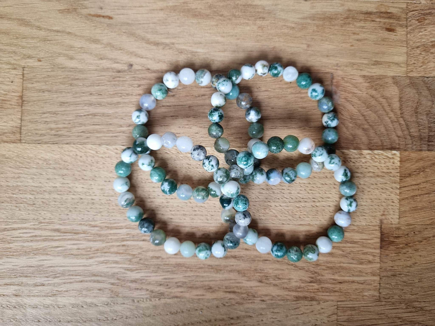 Moss agate 8mm beaded bracelet