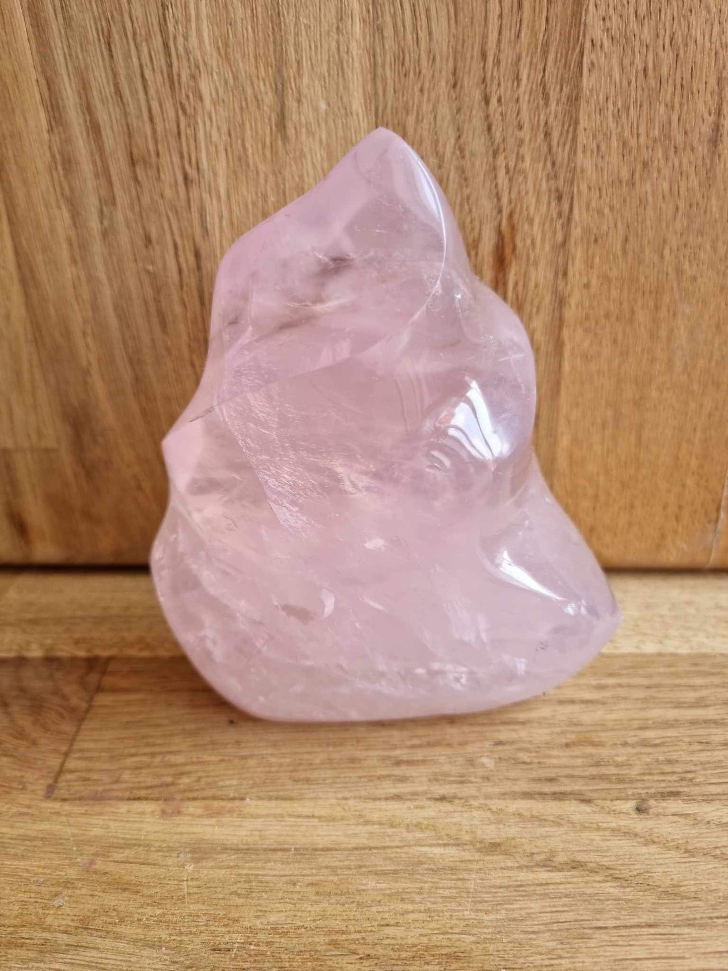 Rose quartz flame, 10.8cm high